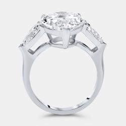 Pre Owned 7.7 cts Pear Brilliant Lab Grown Diamond 18k White Gold Ring Size 54