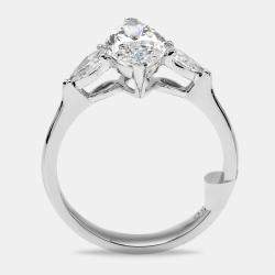 Pre Owned 1.9 cts Marquise and Pear Lab Grown Diamonds 18k White Gold Ring Size 54