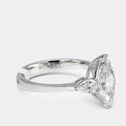 Pre Owned 1.9 cts Marquise and Pear Lab Grown Diamonds 18k White Gold Ring Size 54