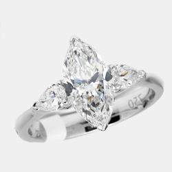 Pre Owned 1.9 cts Marquise and Pear Lab Grown Diamonds 18k White Gold Ring Size 54