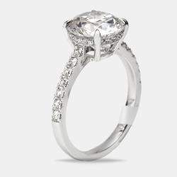 Pre Owned 3.25 cts Round Brilliant Lab Grown Diamond 18k White Gold Ring Size 54
