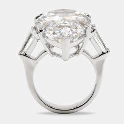 Pre Owned 16.00 cts Pear and Trapezoid Lab Grown Diamond 18k White Gold Ring Size 54