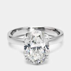 Pre Owned 3.5 cts Oval Brilliant Lab Grown Diamond 18k White Gold Ring Size 54