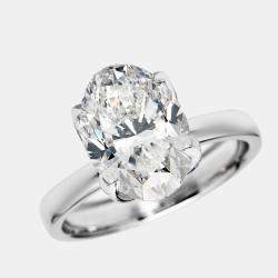Pre Owned 3.5 cts Oval Brilliant Lab Grown Diamond 18k White Gold Ring Size 54