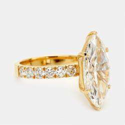 Pre Owned 5.80 cts Marquise Cut Lab Grown Diamond 18k Yellow Gold Ring Size 52