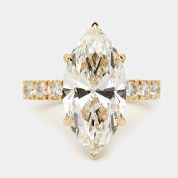 Pre Owned 5.80 cts Marquise Cut Lab Grown Diamond 18k Yellow Gold Ring Size 52