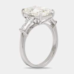 Pre Owned 6.1 cts Emerald Cut Lab Grown Diamond 18k White Gold Ring Size 52