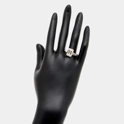 Pre Owned 6.1 cts Emerald Cut Lab Grown Diamond 18k White Gold Ring Size 52