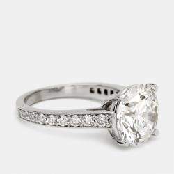 Pre Owned 5.5 cts Round Cut Lab Grown Diamond 18k White Gold Ring Size 52