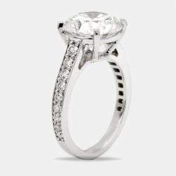 Pre Owned 5.5 cts Round Cut Lab Grown Diamond 18k White Gold Ring Size 52