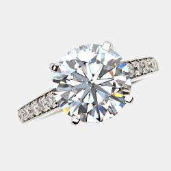Pre Owned 5.5 cts Round Cut Lab Grown Diamond 18k White Gold Ring Size 52