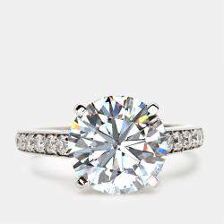 Pre Owned 5.5 cts Round Cut Lab Grown Diamond 18k White Gold Ring Size 52