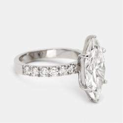 Pre Owned 5.9 cts Marquise Cut Lab Grown Diamond 18k White Gold Ring Size 52