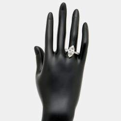 Pre Owned 5.9 cts Marquise Cut Lab Grown Diamond 18k White Gold Ring Size 52