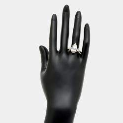 Pre Owned 6.1 cts Pear Cut Lab Grown Diamond 18k White Gold Ring Size 52