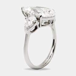 Pre Owned 6.1 cts Pear Cut Lab Grown Diamond 18k White Gold Ring Size 52