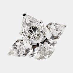 Pre Owned 6.1 cts Pear Cut Lab Grown Diamond 18k White Gold Ring Size 52