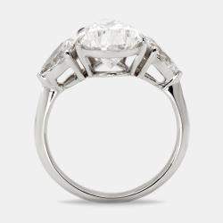 Pre Owned 6.1 cts Pear Cut Lab Grown Diamond 18k White Gold Ring Size 52