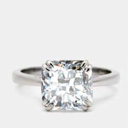 Pre Owned 5 cts Cushion Cut Lab Grown Diamond 18k White Gold Ring Size 52