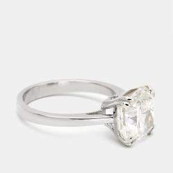 Pre Owned 5 cts Cushion Cut Lab Grown Diamond 18k White Gold Ring Size 52