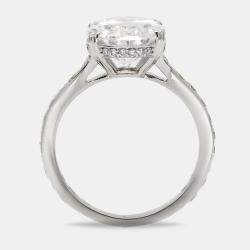 Pre Owned 5.9 cts Oval Cut Lab Grown Diamond 18k White Gold Ring Size 52