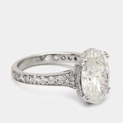 Pre Owned 5.9 cts Oval Cut Lab Grown Diamond 18k White Gold Ring Size 52