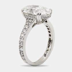 Pre Owned 5.9 cts Oval Cut Lab Grown Diamond 18k White Gold Ring Size 52