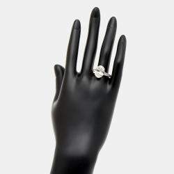 Pre Owned 5.9 cts Oval Cut Lab Grown Diamond 18k White Gold Ring Size 52