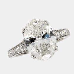 Pre Owned 5.9 cts Oval Cut Lab Grown Diamond 18k White Gold Ring Size 52