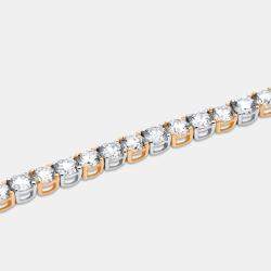 Pre Owned 6.4 cts Round Cut Lab Grown Diamond 14k Two Tone Gold Bracelet