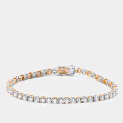 Pre Owned 6.4 cts Round Cut Lab Grown Diamond 14k Two Tone Gold Bracelet