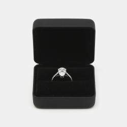 Pre Owned 3.50 cts Pear Brilliant Round 18k White Gold Lab Grown Diamonds Ring Size 52