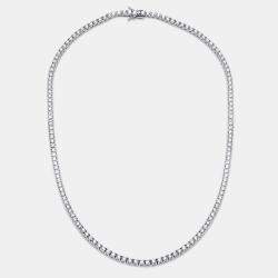 Pre Owned 10.00 cts Round Lab Grown Diamonds 18k White Gold Tennis Necklace