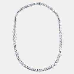Pre Owned 26.00 cts Round Lab Grown Diamonds 18k White Gold Tennis Necklace