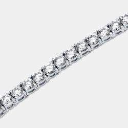 Pre Owned 26.00 cts Round Lab Grown Diamonds 18k White Gold Tennis Necklace