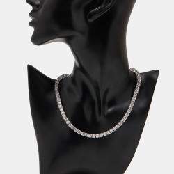 Pre Owned 30.00 cts Round Lab Grown Diamonds 18k White Gold Tennis Necklace