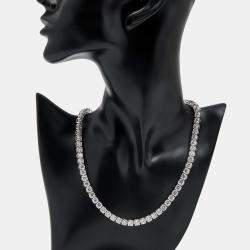 Pre Owned 40.00 cts Round Lab Grown Diamonds 18k White Gold Tennis Necklace