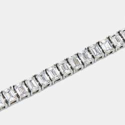 Pre Owned 9.50 cts Emerald Cut Lab Grown Diamonds 18k White Gold Bracelet