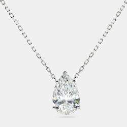 Pre Owned 8.00 cts Pear Brilliant Cut Lab Grown Diamond 18k White Gold Chain Necklace