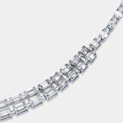 Pre Owned 41.9 Cts Pear Emerald Marquise Round 18K White Gold Lab Grown Diamonds Necklace