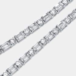 Pre Owned 54 Cts Round Emerald 18K White Gold Lab Grown Diamonds Necklace