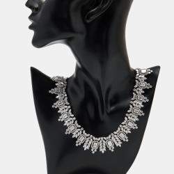 Pre Owned 55.46 Cts Marquise Round Emerald 18K White Gold Lab Grown Diamonds Necklace Set