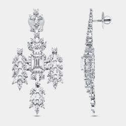 Pre Owned 55.46 Cts Marquise Round Emerald 18K White Gold Lab Grown Diamonds Necklace Set