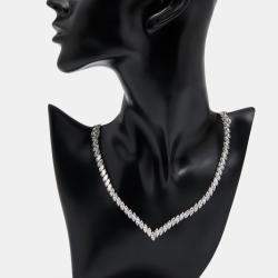 Pre Owned 30.5 Cts Marquise 18K White Gold Lab Grown Diamonds Necklace