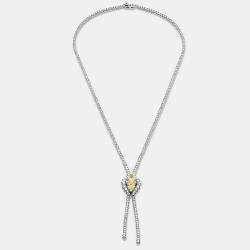 Pre Owned 13 Cts Pear Round 18K White Gold Lab Grown Diamonds Necklace