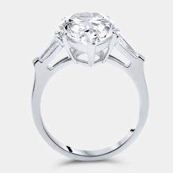 Pre Owned 5.50 cts Pear Brilliant and Trapezoid Lab Grown Diamonds 18k White Gold Ring Size 51