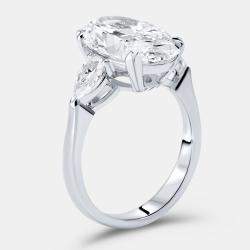Pre Owned 5.20 cts Oval Brilliant and Pear Lab Grown Diamonds 18k White Gold Ring Size 51