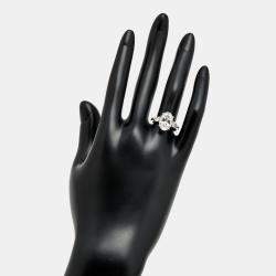 Pre Owned 4.40 cts Oval Brilliant and Pear Lab Grown Diamonds 18k White Gold Ring Size 51