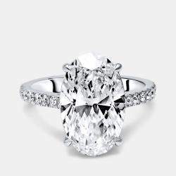 Pre Owned 8.40 cts Oval Brilliant and Round Lab Grown Diamonds 18k White Gold Ring Size 51