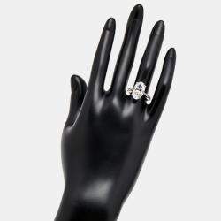 Pre Owned 5.30 cts Oval Brilliant and Round Lab Grown Diamonds 18k White Gold Ring Size 51